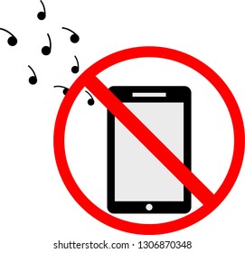 Vector icon banning the use of cell phones. Also known as mobile phones