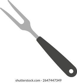Vector icon of a barbecue fork. Fork with two prongs. Kitchen tool for cooking dishes. Kitchen utensils. Vector illustration on a white background.