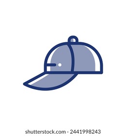 Vector icon of a baseball cap with a visor. It is useful in sports equipment stores, baseball teams, sportswear brands, sports media and baseball related promotions.