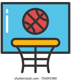 Vector icon of a basketball, backboard