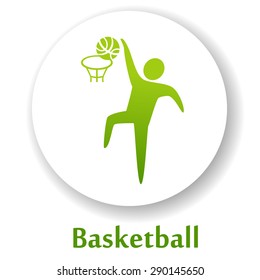 vector icon with basketball player silhouette