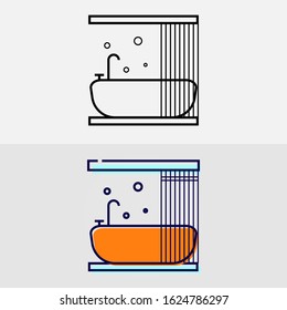 Vector icon for bathroom with bath tub .