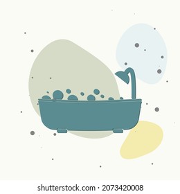 Vector icon bathroom in the room on multicolored background. Layers grouped for easy editing illustration. For your design.