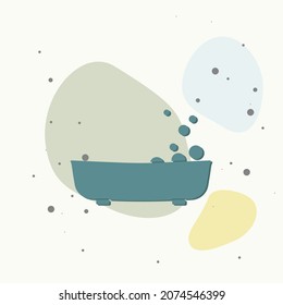 Baño vectorial en la habitación sobre fondo multicolor. Capas agrupadas para una ilustración de edición sencilla. Por tu diseño.