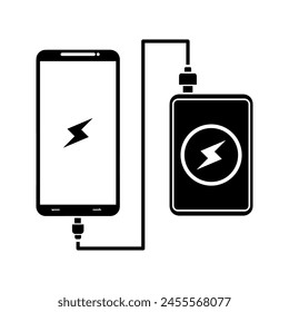Icono de Vector del cargador de batería, banco de energía
