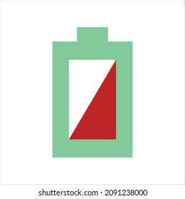 Vektorsymbol einer Batterie, die fast ausgegangen ist