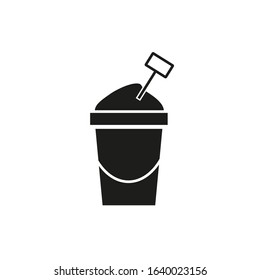 vector icon, beach sand bucket with white background