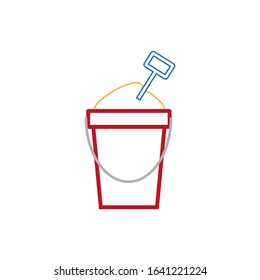 vector icon, beach sand bucket with white background