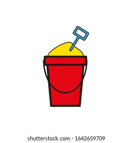 vector icon, beach sand bucket with white background