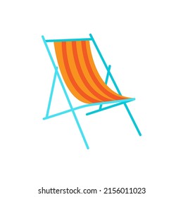 Playa de icono vectorial con paraguas ilustrado, tumbona de madera. En verano relájese o descanse. Piscina de temporada y parque acuático o playa. Tomar el sol. Vacaciones y vacaciones