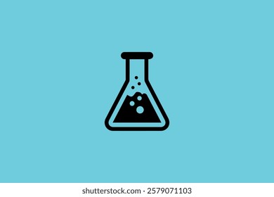 Vector icon A beaker with bubbling liquid, representing an experiment in progress