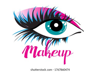 Vector icon of a beautiful eye isolated on a white background. Example of makeup for a beauty salon.