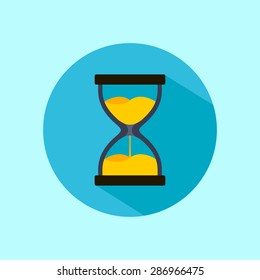 Vector icon of a beautiful hourglass in flat style.