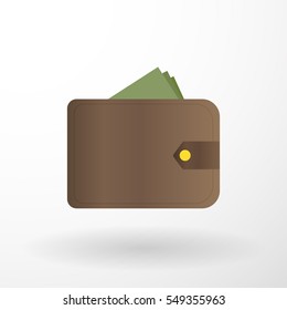 Vector icon of a beautiful wallet with money in trendy flat style