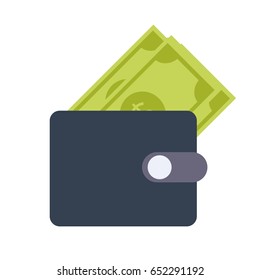 Vector icon of a beautiful wallet with money in trendy flat style