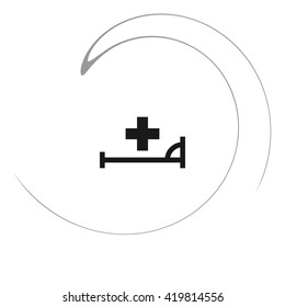 vector icon with bed and cross. hospital sign