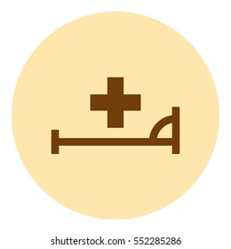 Vector icon with bed and cross. Hospital sign