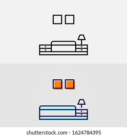 Vector icon for bedroom with interior.