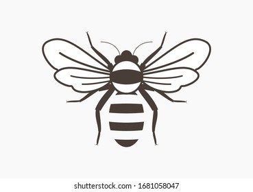 Vector icon of bee dark brown on white background.
