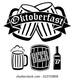 Vector icon beer barrel with flag for Oktoberfast
