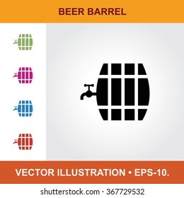 Vector Icon Of Beer Barrel With Title & Small Multicolored Icons. Eps-10.