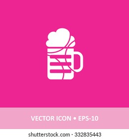 Vector Icon of Beer Glass on Magenta Background. Eps.10.