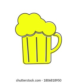  Vector icon of beer mug cartoon style on white isolated background.