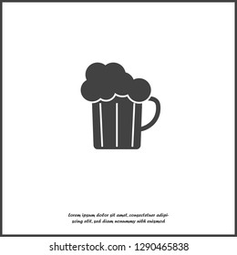  Vector icon of beer mug on white isolated background. Layers grouped for easy editing illustration. For your design.