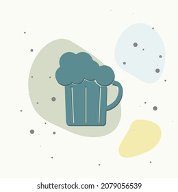 Vector icon of beer mug on multicolored background. Layers grouped for easy editing illustration. For your design.