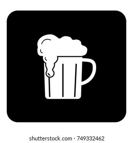 Vector icon of beer mug. Vector white illustration on black background