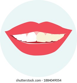 Vector icon before and after teeth whitening. Smile with beautiful teeth