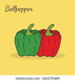 Vector icon of Bell pepper . The product is a vegetable Bell pepper. Illustration of food Bell pepper in flat minimalism style