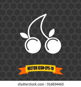 Vector Icon of Berries on Dark Gray Background. Eps.10.