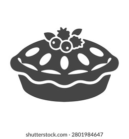 Vector icon of a berry pie, a delicious baked dessert with a crust and fruit filling, simple flat illustration for bakery, cafe menu, or foodrelated design projects