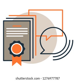 Vector icon of best choice, best review rating award. Trendy flat line design style