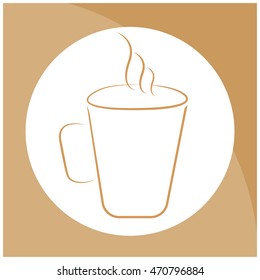 Vector icon big mug of coffee in a white circle.Eps10.