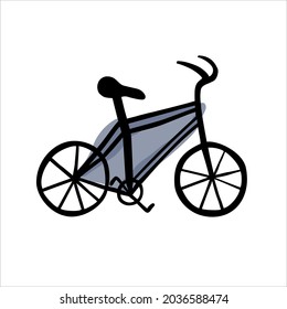 Vector icon of a bike in the doodle style, on the theme of travel. World Tourism Day
