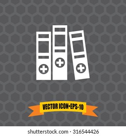 Vector Icon of Binders on Dark Gray Background. Eps.10.