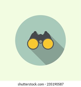 Vector icon of binoculars. Flat design with long shadow. 