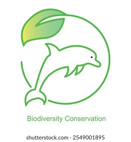 Ícone de vetor para Conservação da Biodiversidade com Ecossistema Natural. Símbolo de plantas e animais interligados que realça a preservação dos ecossistemas e da biodiversidade.