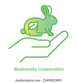 Ícone de vetor para Conservação da Biodiversidade com Ecossistema Natural. Símbolo de plantas e animais interligados que realça a preservação dos ecossistemas e da biodiversidade.