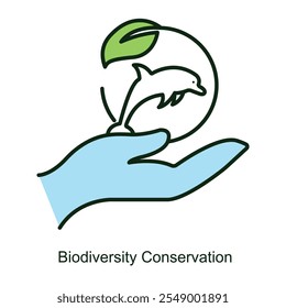 Icono de Vector para la conservación de la biodiversidad con símbolos de plantas y animales. Ilustración con una planta y un conejo, que representa la coexistencia de la flora y la fauna en los ecosistemas.