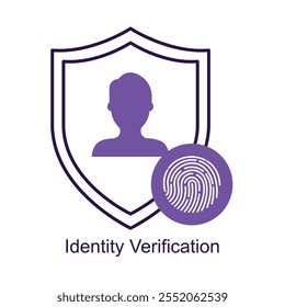 Icono de Vector para verificación biométrica de identidad. Muestra Elementos de huellas dactilares y escaneo facial para una Identificación segura.