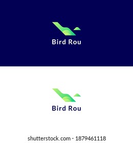 Vector icon of a bird logo. Green isolated design. Designs for illustrations, identities, web, symbols, cards, templates.