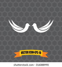 Vector Icon of Bird on Dark Gray Background. Eps.10.