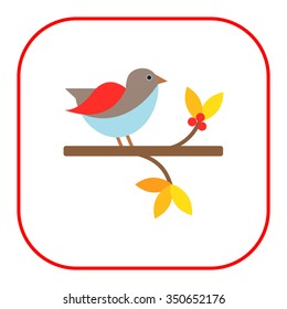 Vector icon of bird sitting on branch