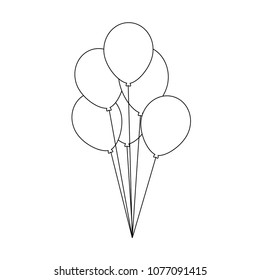 Vector Icon Birthday Air Balloon Thin Line Outline Drawing