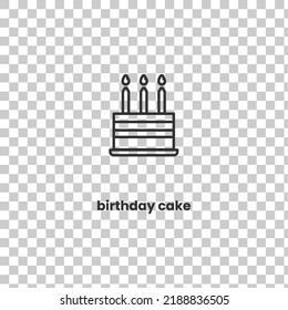 Icono vector de la torta de cumpleaños. Ilustración vectorial en color oscuro y fondo transparente (png)