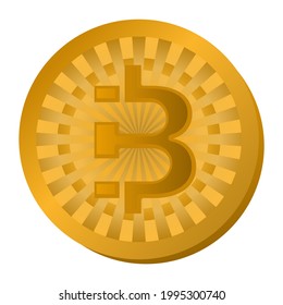 vector icon of bitcoin with shiny gold color