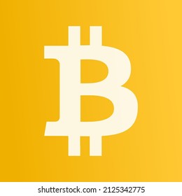 Vector icon of Bitcoin symbol on golden background